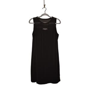 MICHAEL KORS $128 Jersey Stretch Mesh Upper Shift Dress‎ Black Medium